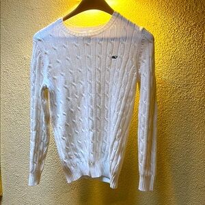 Vineyard fines, cable, white cotton sweater women’s small